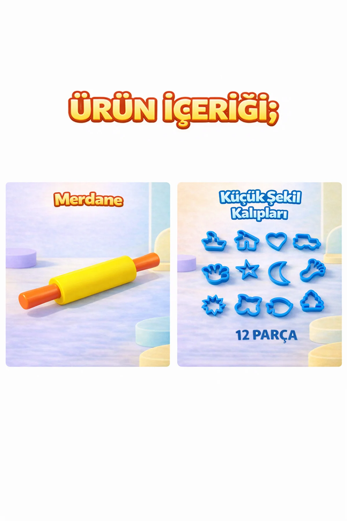 13 Parça Merdaneli Oyun Hamuru Kalıpları - Çocuklar İçin Eğitici 