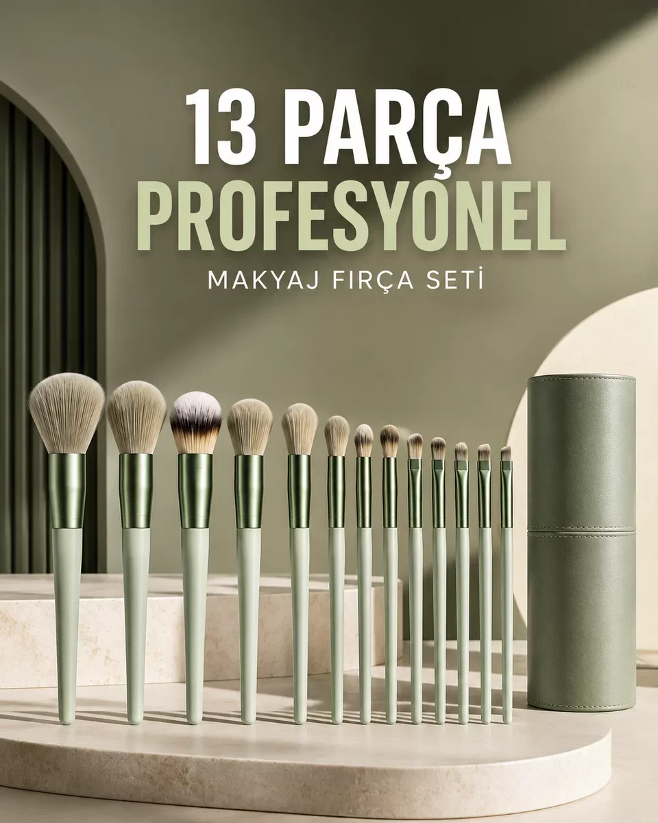 13 Parça Yumuşak Kıllı Makyaj Fırça Seti - Profesyonel Far Fırçası ve Kompakt Tasarım