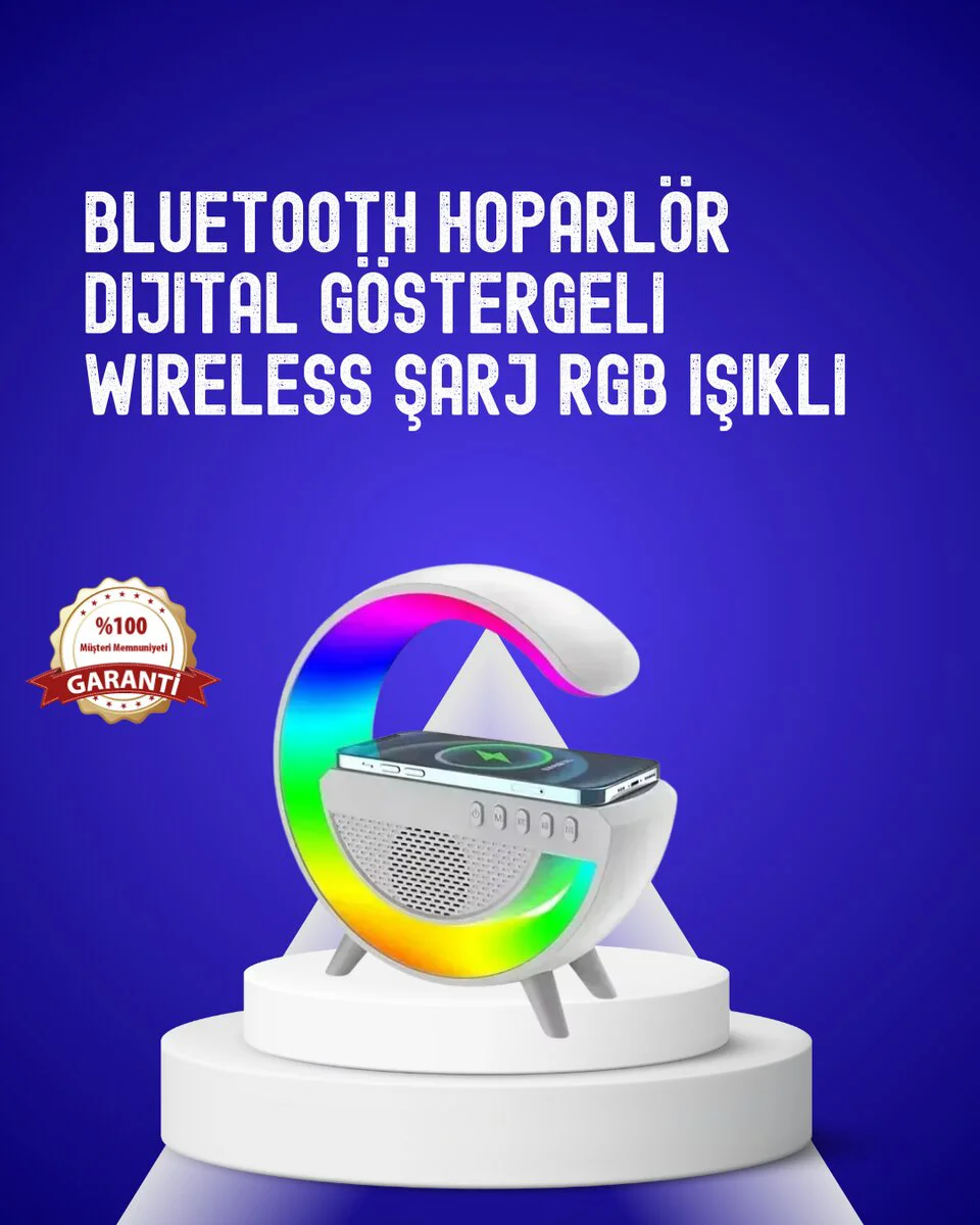13 Renk Seçenekli Kablosuz Şarjlı LED Masa Lambası 15W - 1200 mAh ve 7 Doğa Sesi