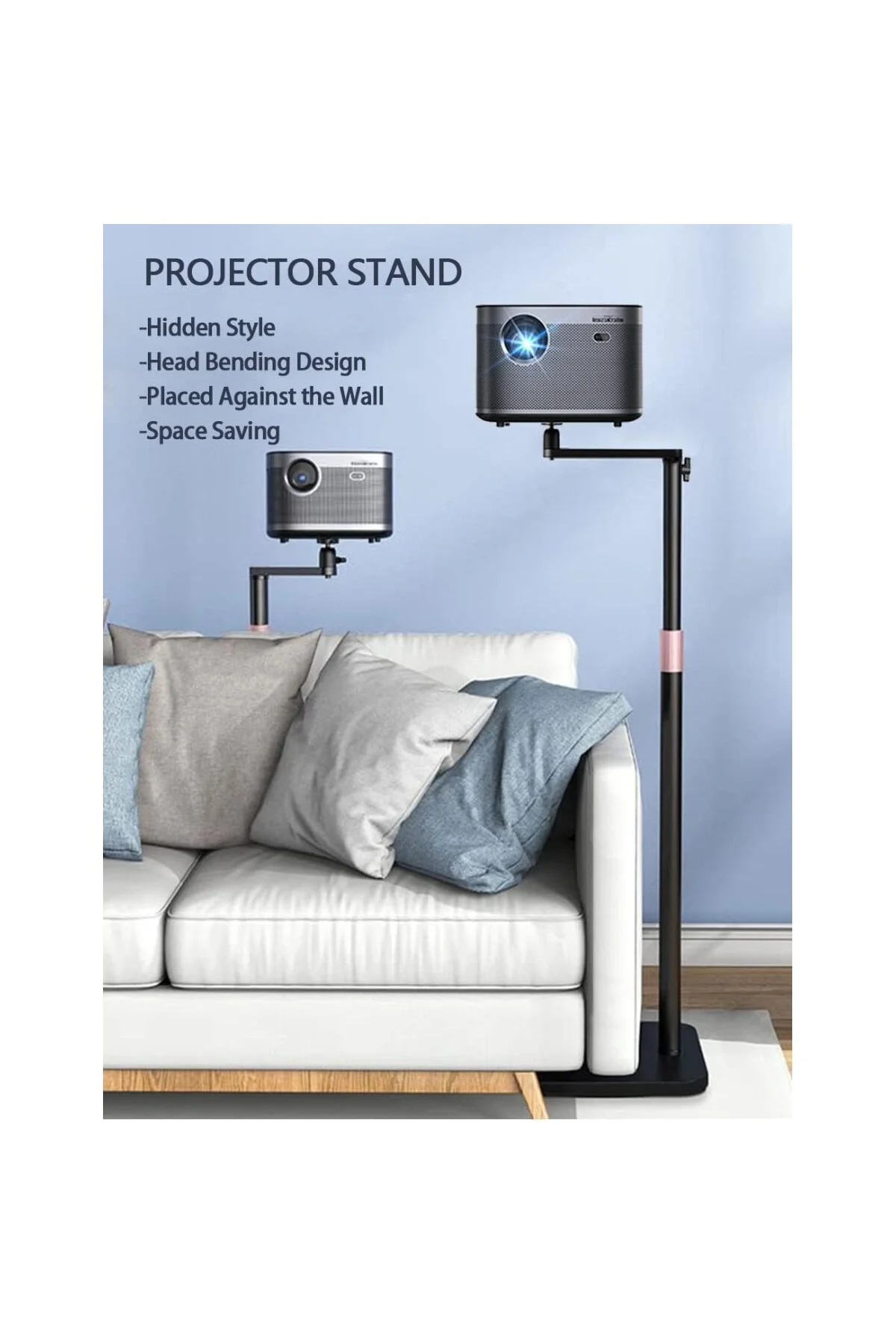 130 CM Ayarlanabilir Projektör Standı – Metal Gövde, Gimbal Tip, 