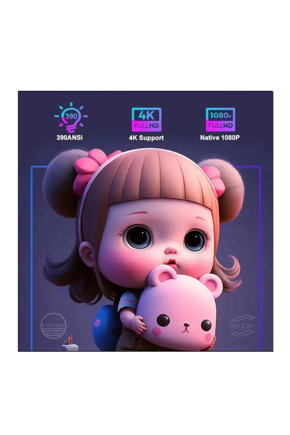 130 inç Ultra Pro Full HD 4K Video Destekli Projeksiyon Spotlight