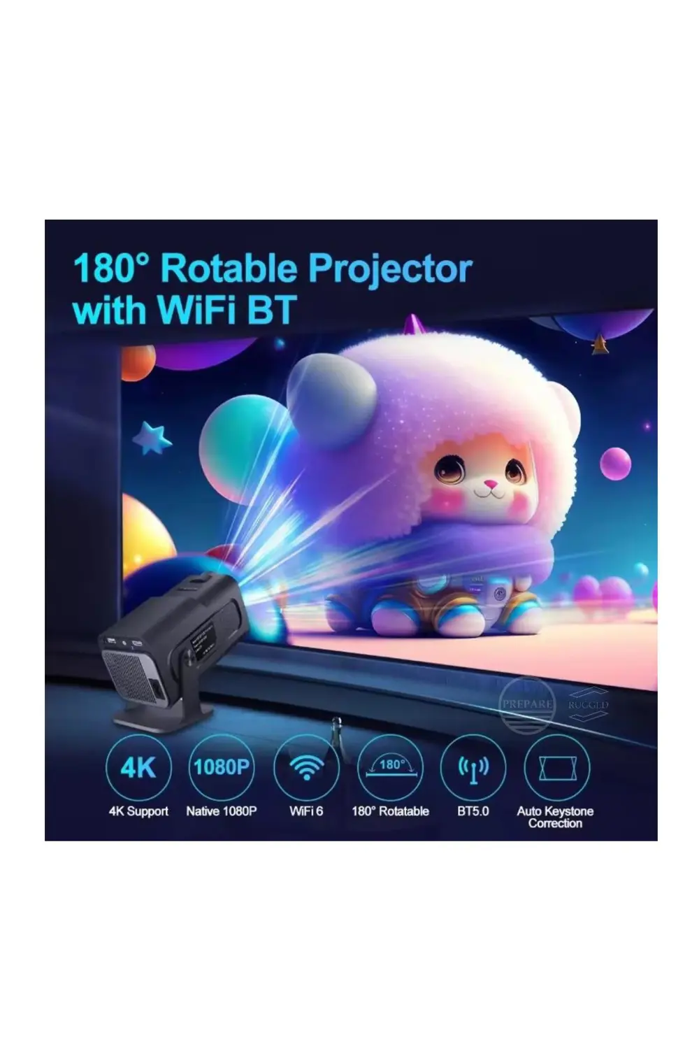 130 inç Ultra Pro Full HD 4K Video Destekli Projeksiyon Spotlight