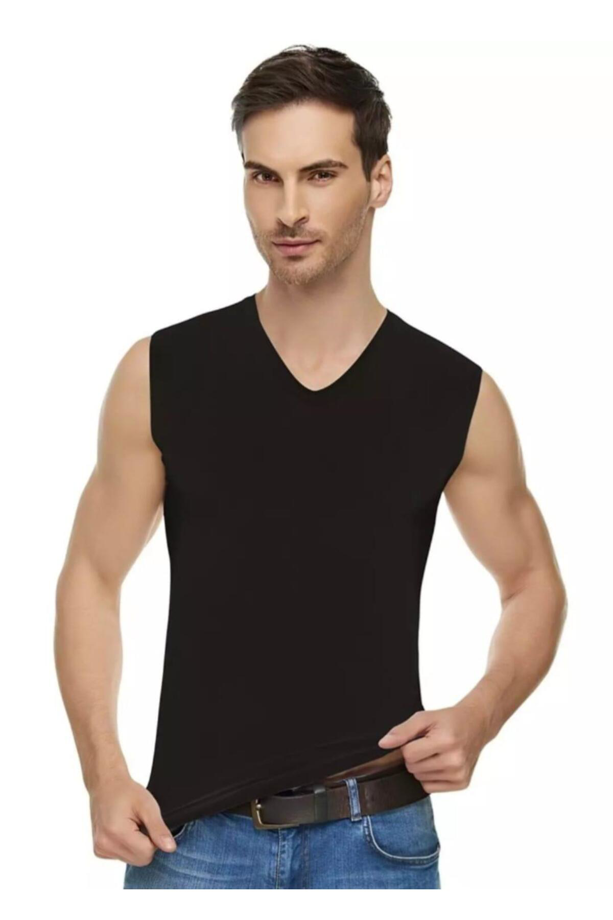 1305 ERKEK ELASTAN V YAKA SIFIR KOL ATLET 12 ADET