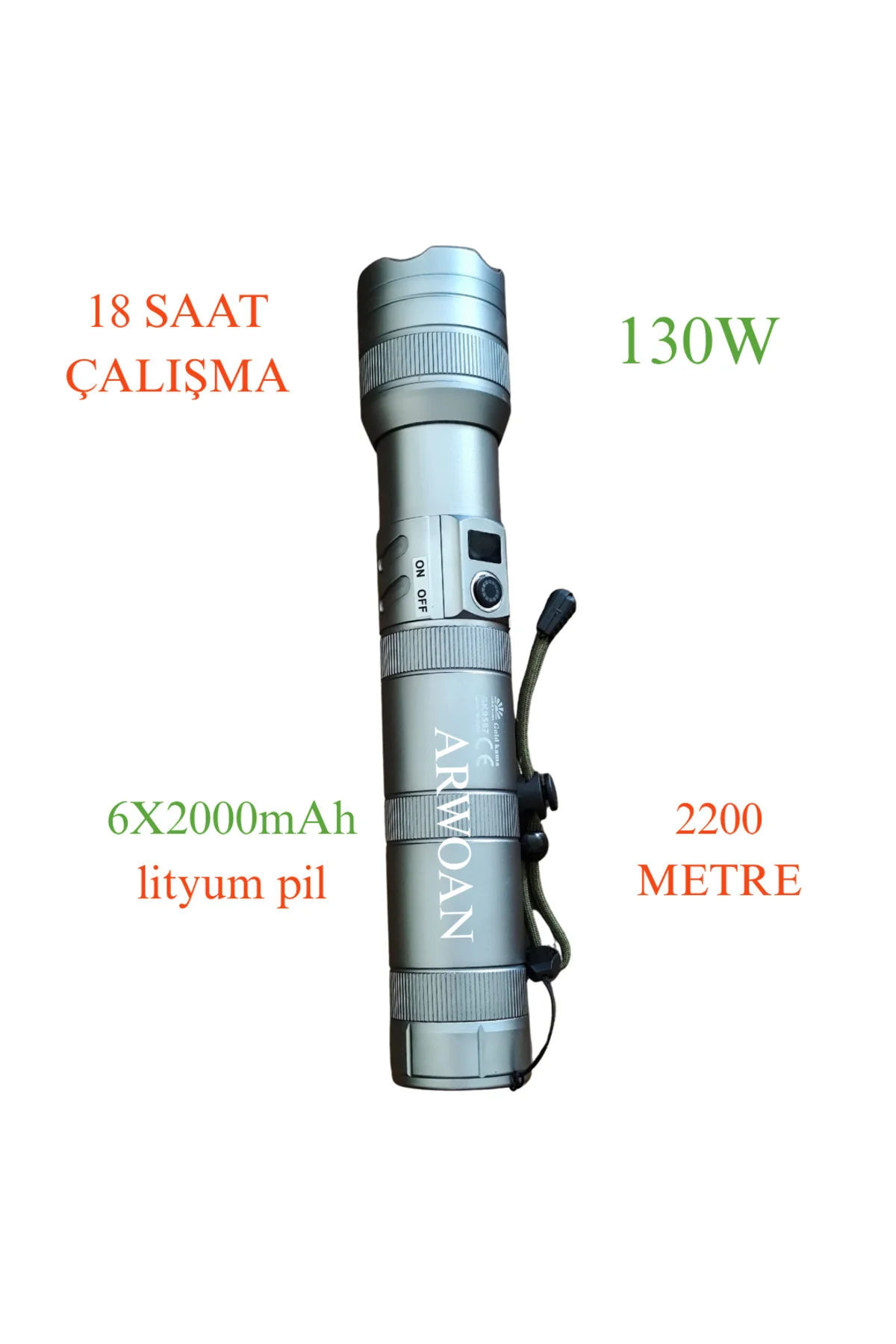 130W Süper Güçlü Şarjlı El Feneri (2200 Metre Menzilli) Fiyatı, Yorumları ve Özellikleri