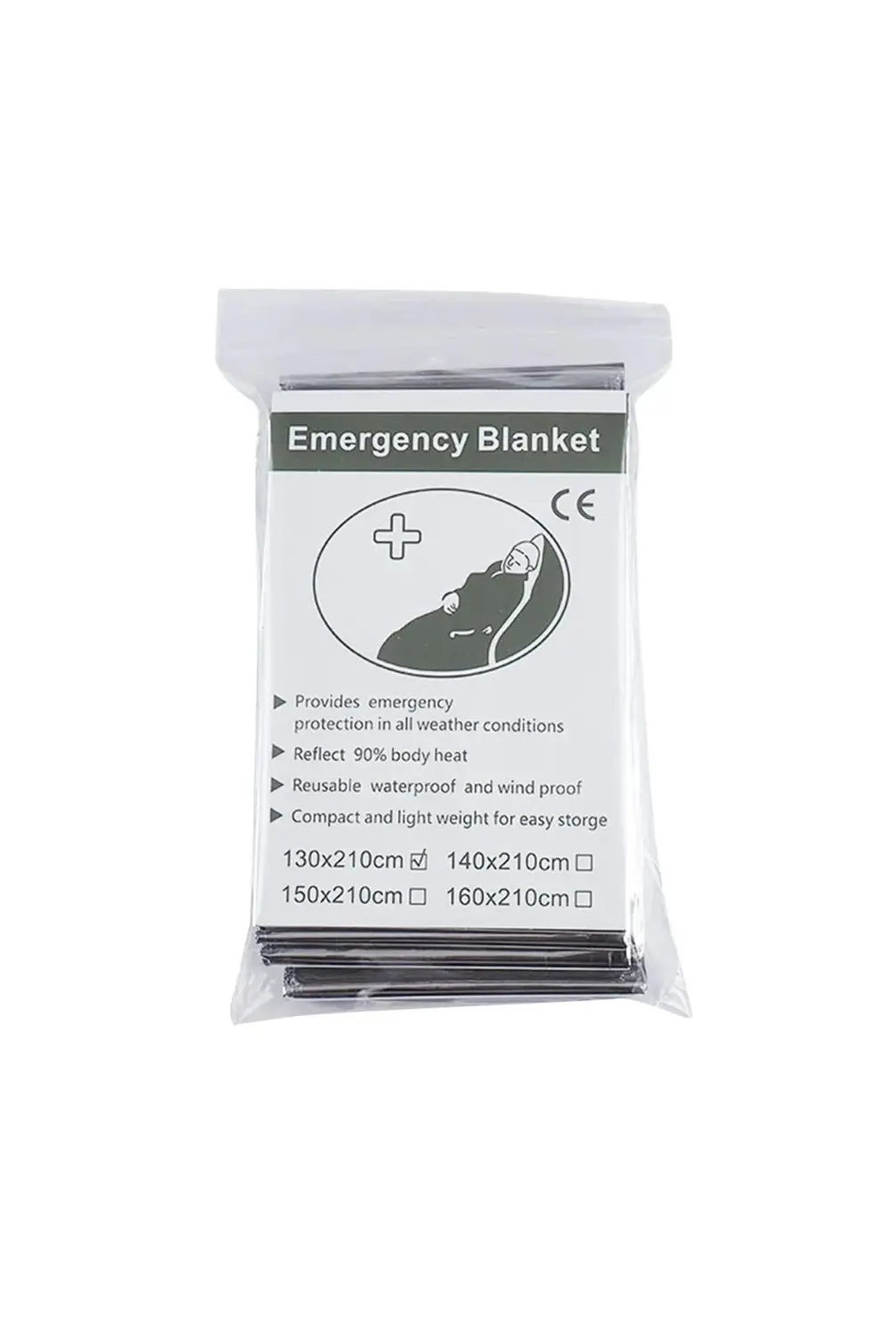 130x210cm Folyo Mylar Termal Battaniye Sizi Sıcak Tutar Acil Term