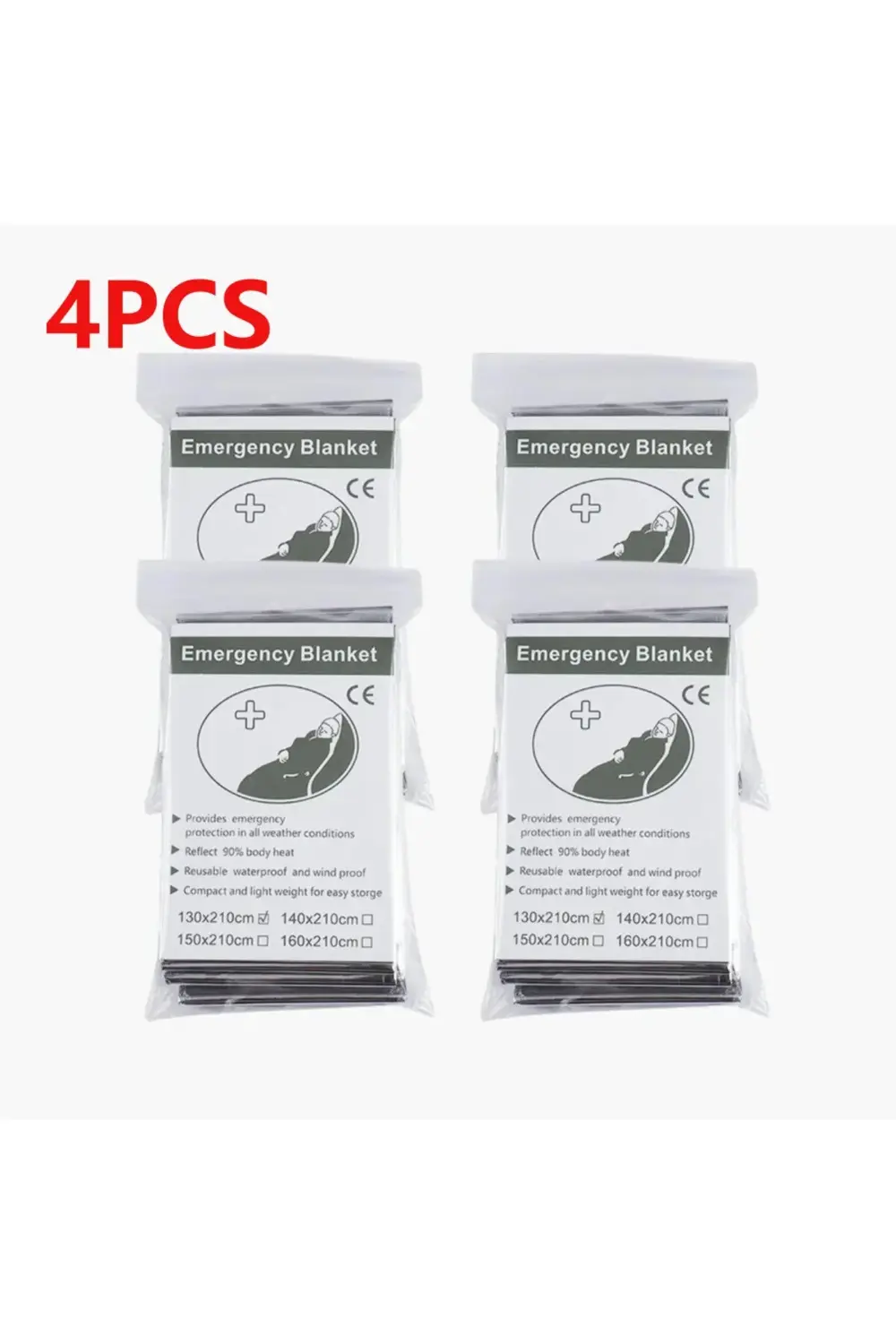 130x210cm Folyo Mylar Termal Battaniye Sizi Sıcak Tutar Acil Term