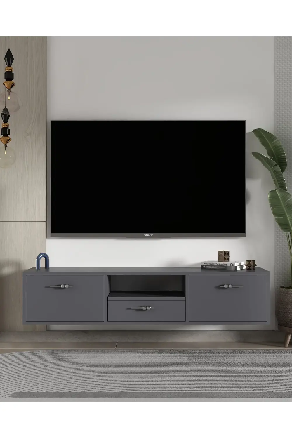 1326DROPCT-32 DUVARA MONTAJ TV SEHPASI ANTRASİT-GÜMÜŞ