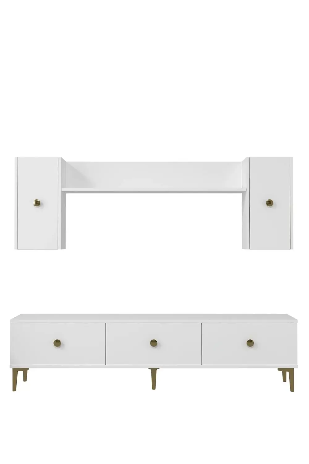 1332TV150-1CT TV ÜNİTESİ TV SEHPASI BEYAZ-ALTIN