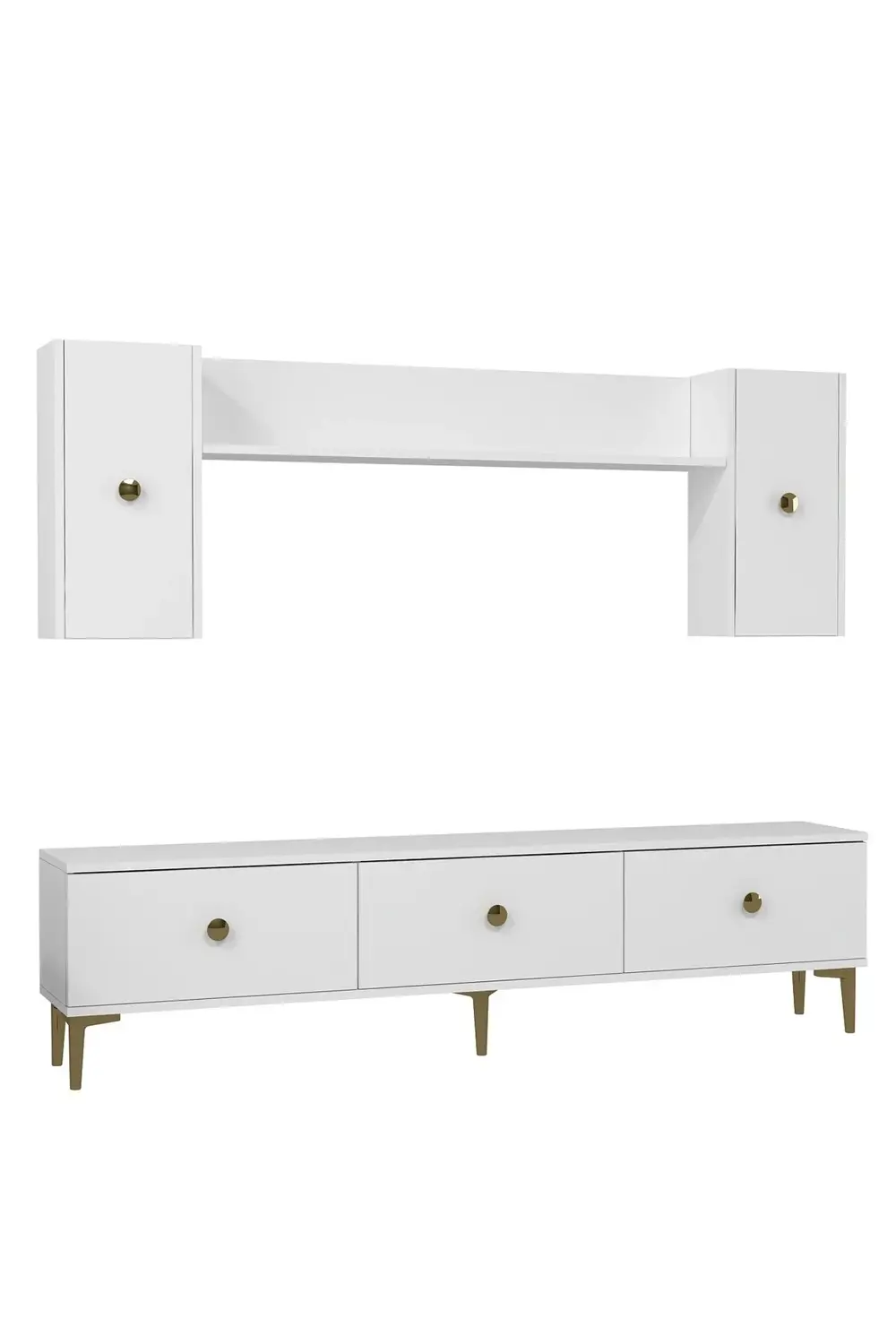 1332TV150-1CT TV ÜNİTESİ TV SEHPASI BEYAZ-ALTIN