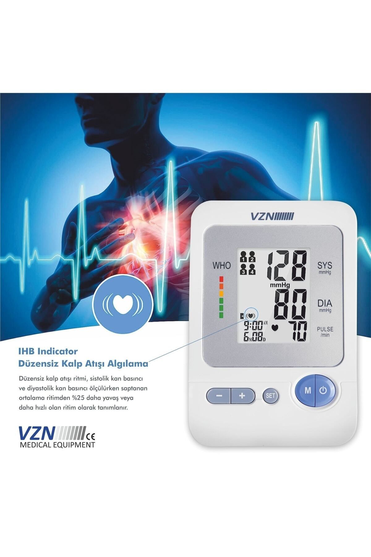 Vzn 1334 Kol Tipi Koldan Ölçer Otomatik Dijital Tansiyon Aleti 5 Yil