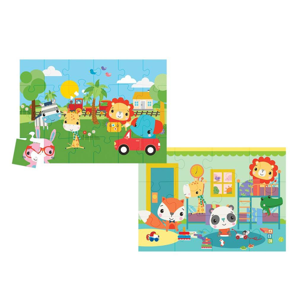 Just Cheap Store 13406 Fisher-Price Baby Puzzle - Railway & Bedtime / 12+24 Parça 