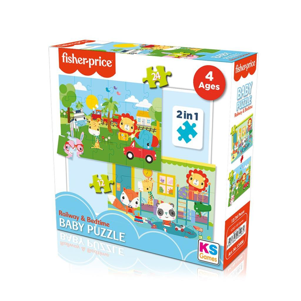 Just Cheap Store 13406 Fisher-Price Baby Puzzle - Railway & Bedtime / 12+24 Parça 