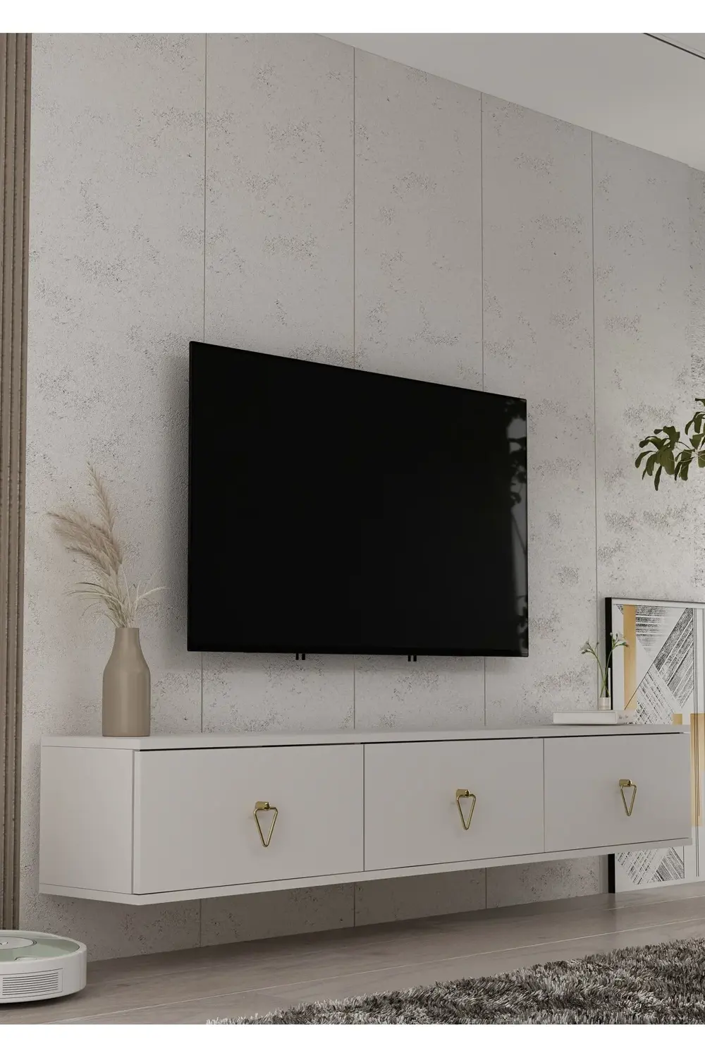 1345TV180-1CT DUVARA MONTAJ TV SEHPASI BEYAZ-ALTIN 1345TV180-1CT DUVARA MONTAJ TV SEHPASI BEYAZ-ALTIN