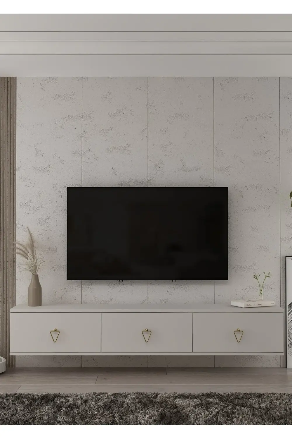 1345TV180-1CT DUVARA MONTAJ TV SEHPASI BEYAZ-ALTIN 1345TV180-1CT DUVARA MONTAJ TV SEHPASI BEYAZ-ALTIN