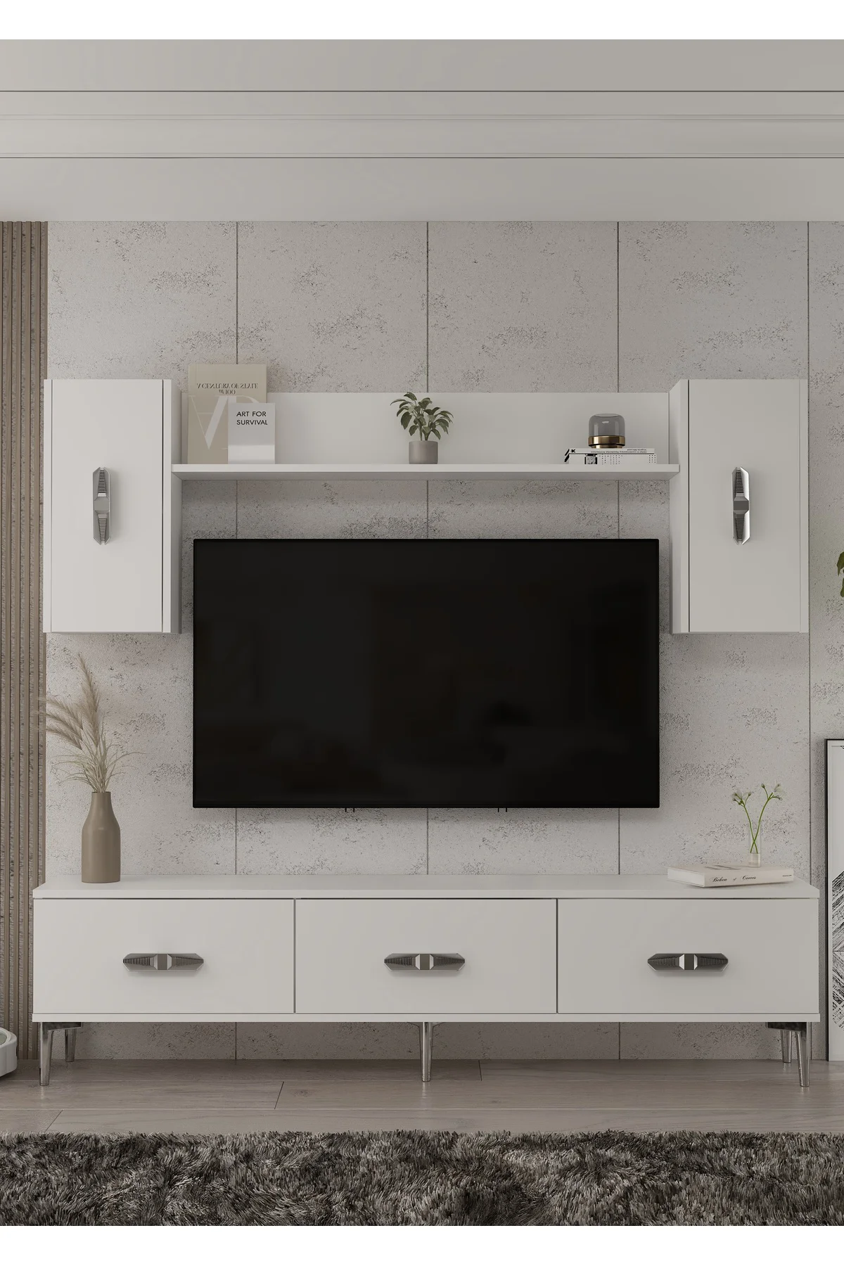 1363TV180-32CT TV SEHPASI,TV ÜNİTESİ BEYAZ-GÜMÜŞ 1363TV180-32CT TV SEHPASI,TV ÜNİTESİ BEYAZ-GÜMÜŞ