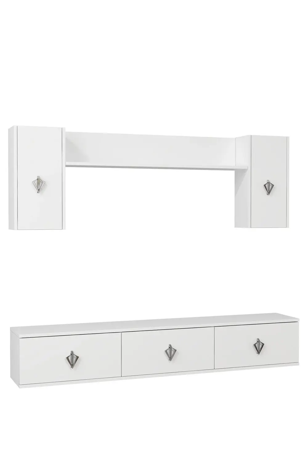 1370TV180-32CT DUVARA MONTAJ TV SEHPASI, TV ÜNİTESİ BEYAZ-GÜMÜŞ