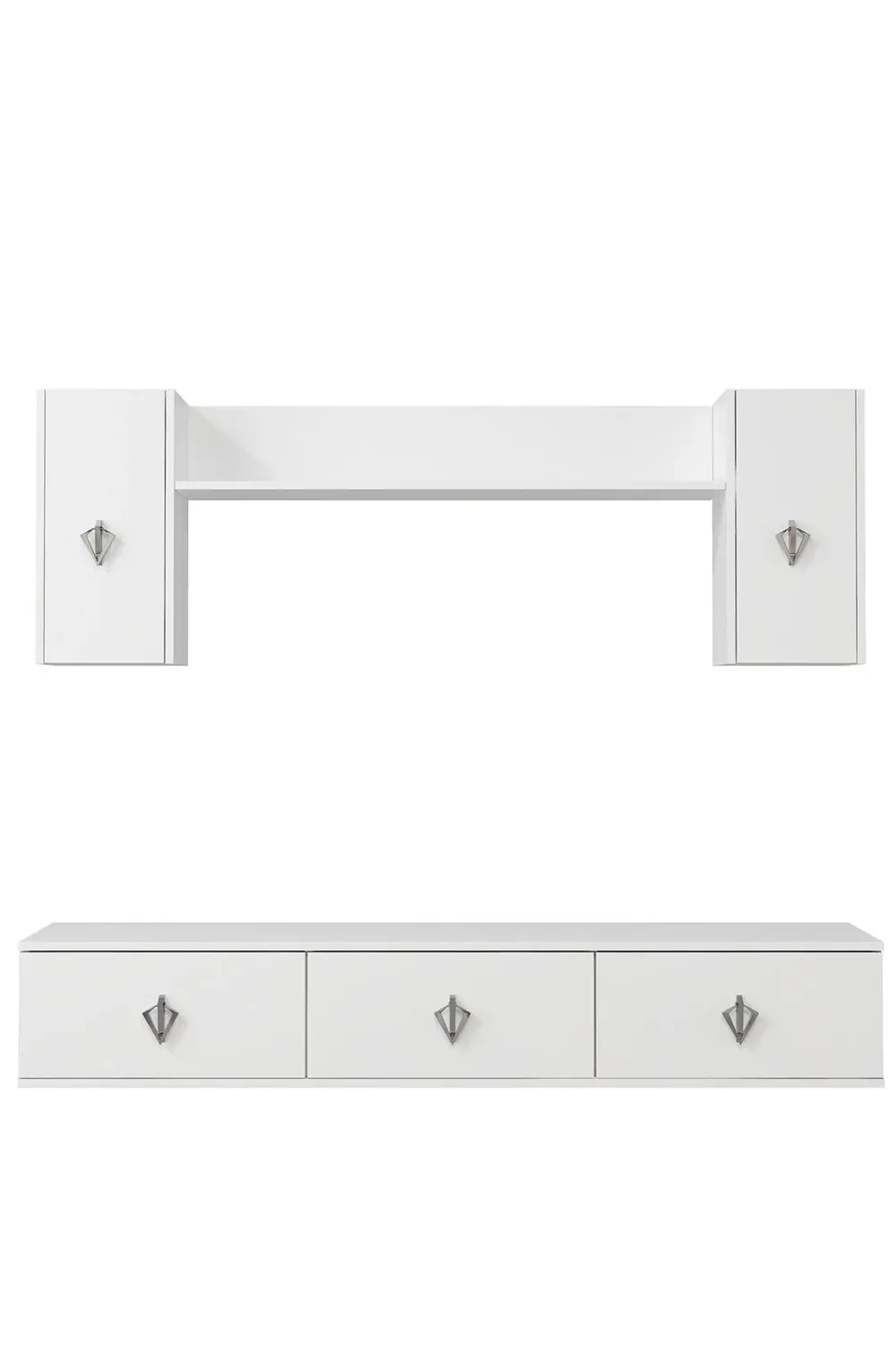 1370TV180-32CT DUVARA MONTAJ TV SEHPASI, TV ÜNİTESİ BEYAZ-GÜMÜŞ