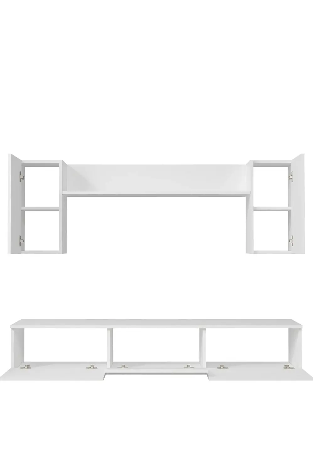 1370TV180-32CT DUVARA MONTAJ TV SEHPASI, TV ÜNİTESİ BEYAZ-GÜMÜŞ