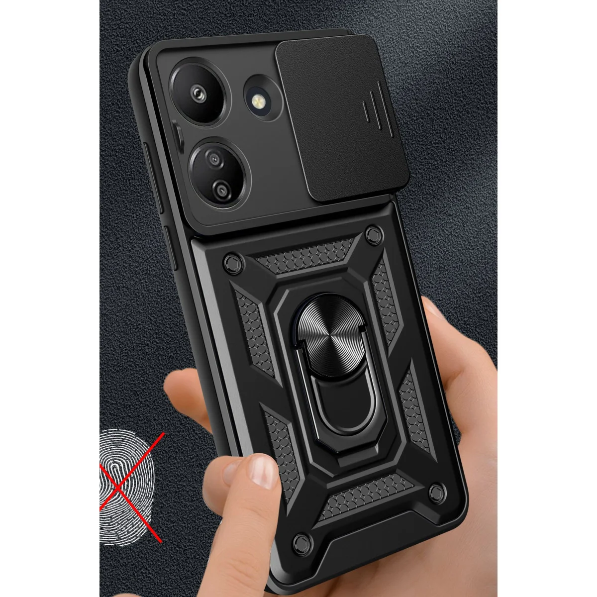 13C Kılıf Pars Lens Yüzüklü Silikon Yeşil - Premium Sürgülü Kamera Kapağı ve Metal Standlı Güvenli Koruma