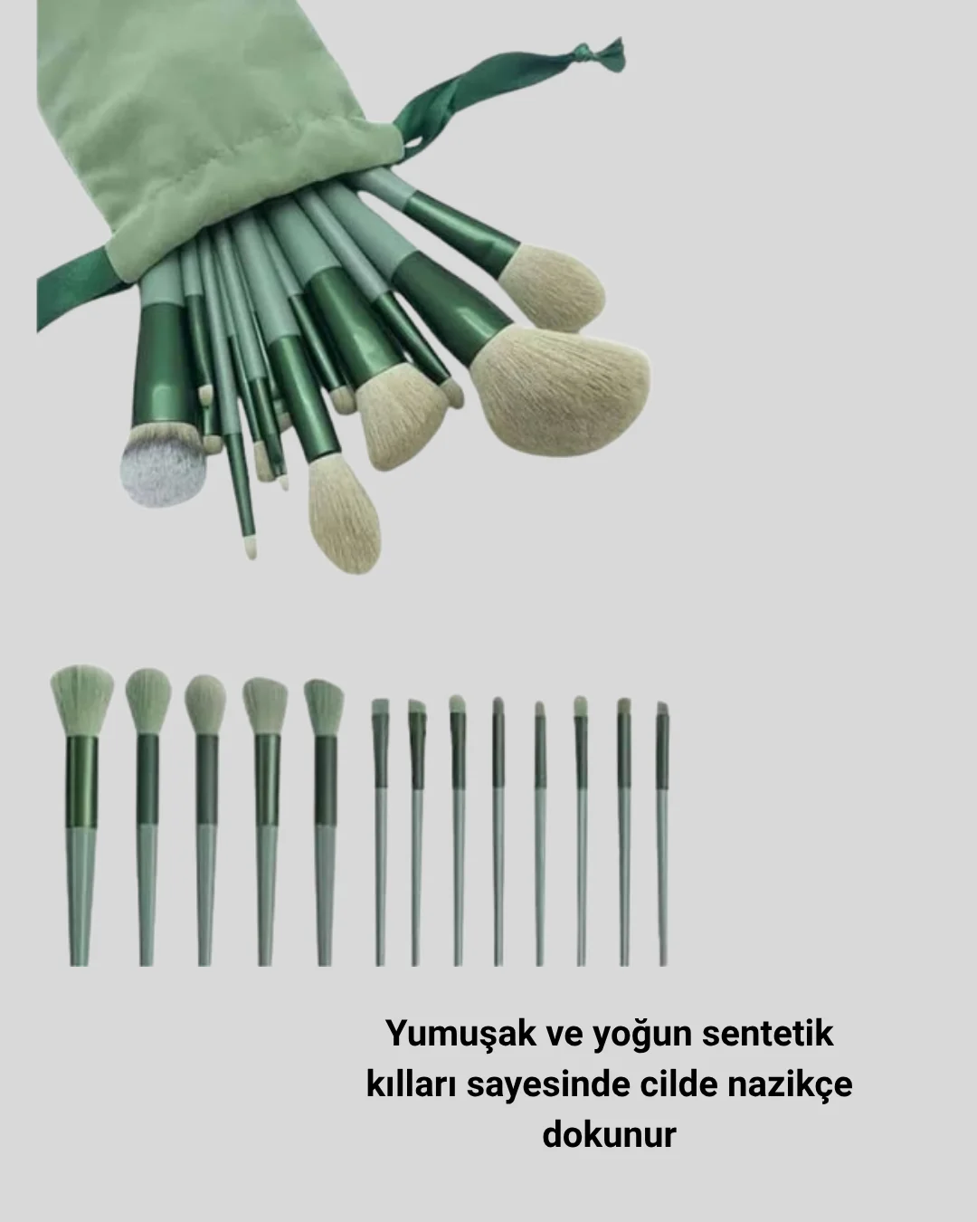 13’lü Profesyonel Makyaj Fırça Seti – Yumuşak Sentetik Kıllı, Tüm