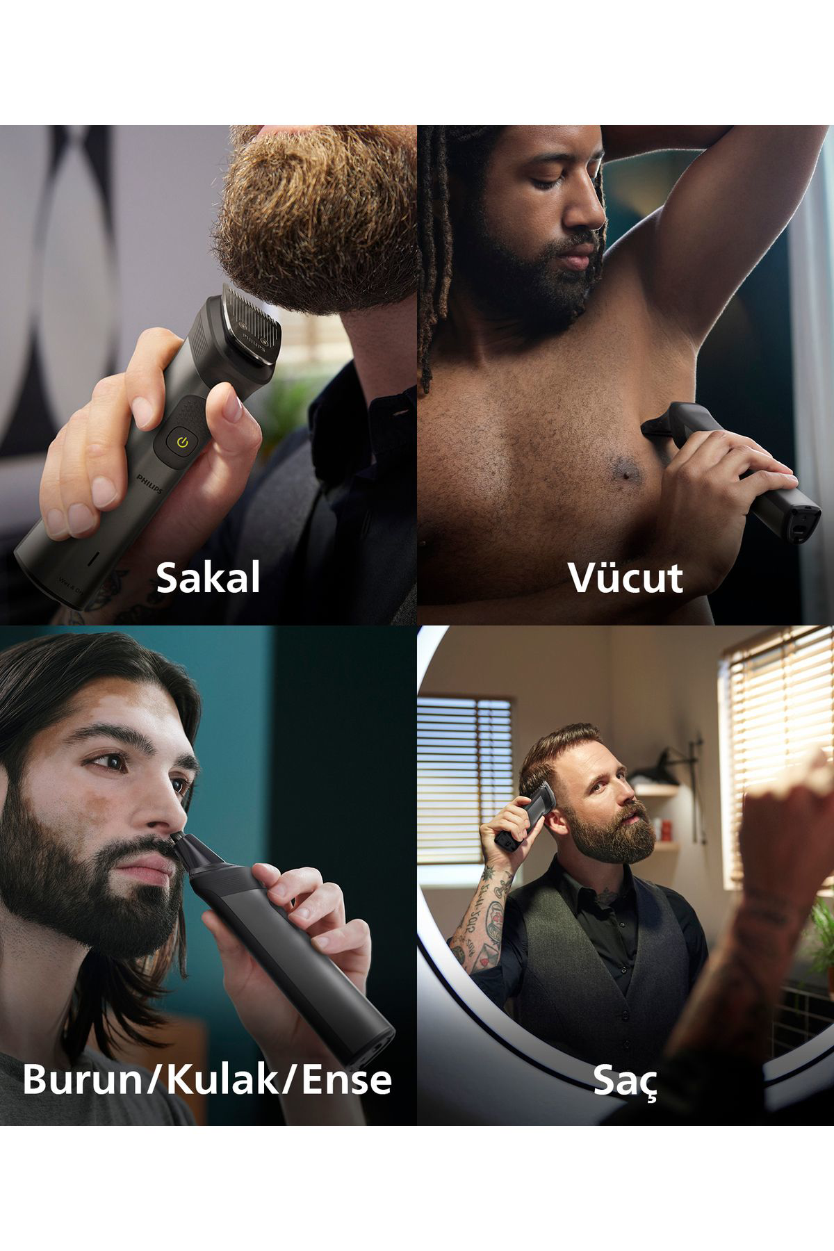 13'ü 1 Arada Erkek Bakım Seti Mg7920/15-yüz/saç/vücut (ISLAK/KURU