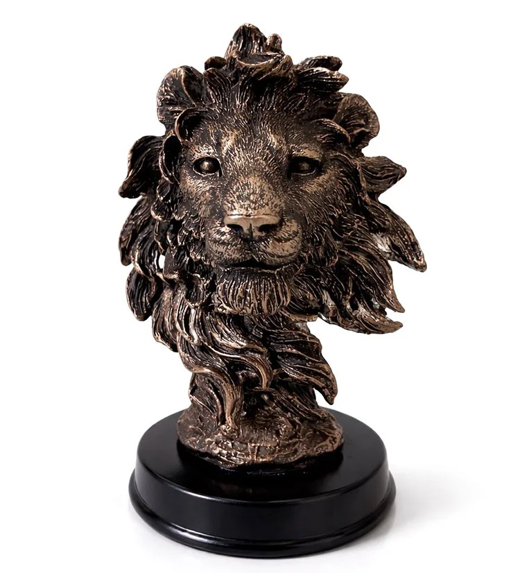 13x9 cm Polyester Aslan Büstü Dekoratif Obje Biblo