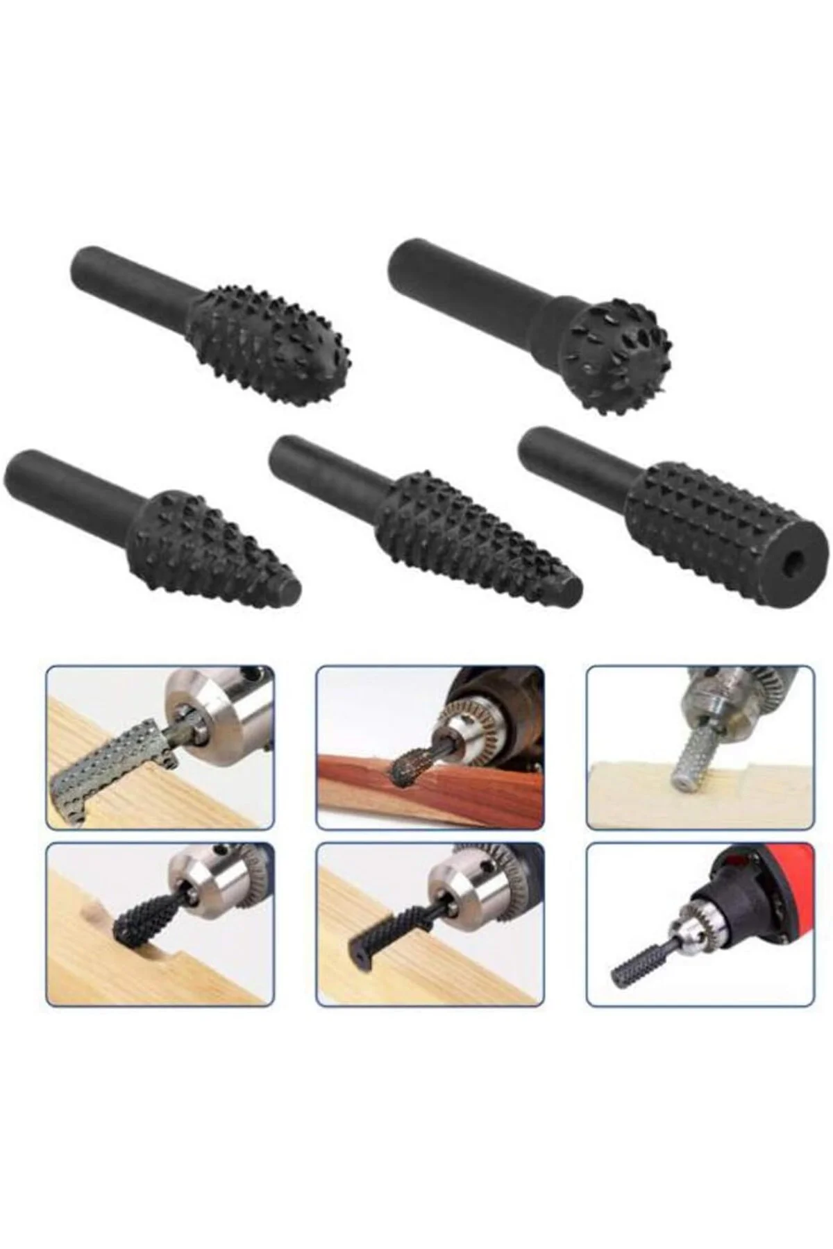 1/4 "6 mm Döner Çapak Seti Elektrikli El Aletleri Ahşap Taşlama O 1/4 "6 mm Döner Çapak Seti Elektrikli El Aletleri Ahşap Taşlama O