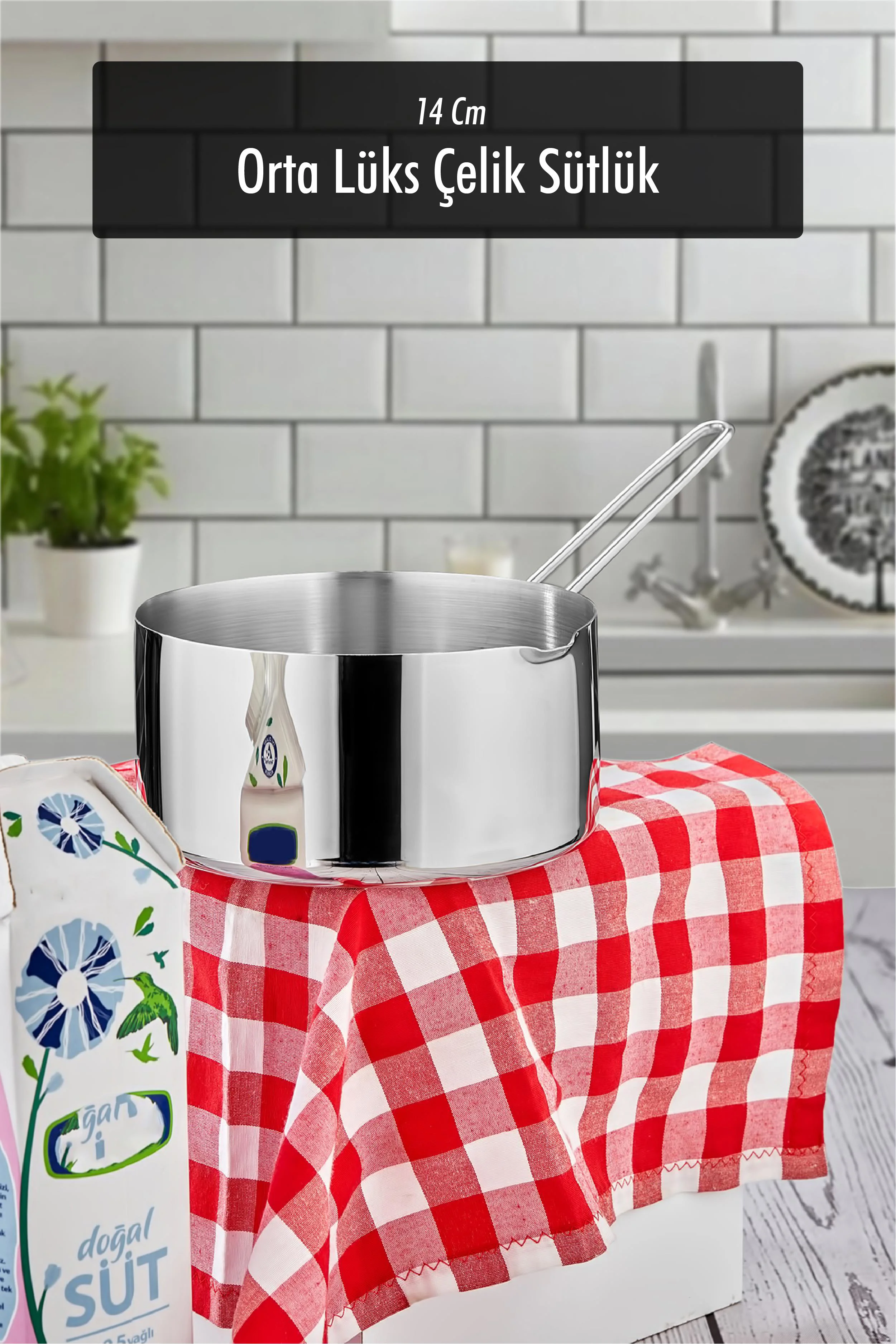 14 Cm Paslanmaz Çelik Sütlük & Sosluk & Kaçerola - 850 ml Lüks Mutfağın Yardımcısı