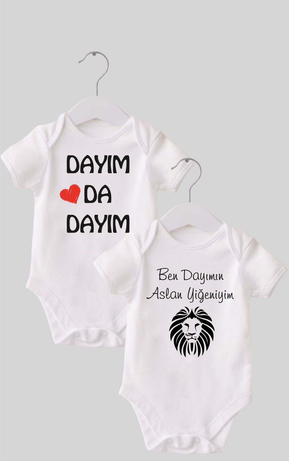 14 Dayı Set 2 'li Organik %100 Pamuk  Baskılı Bebek Body Zıbın ZB