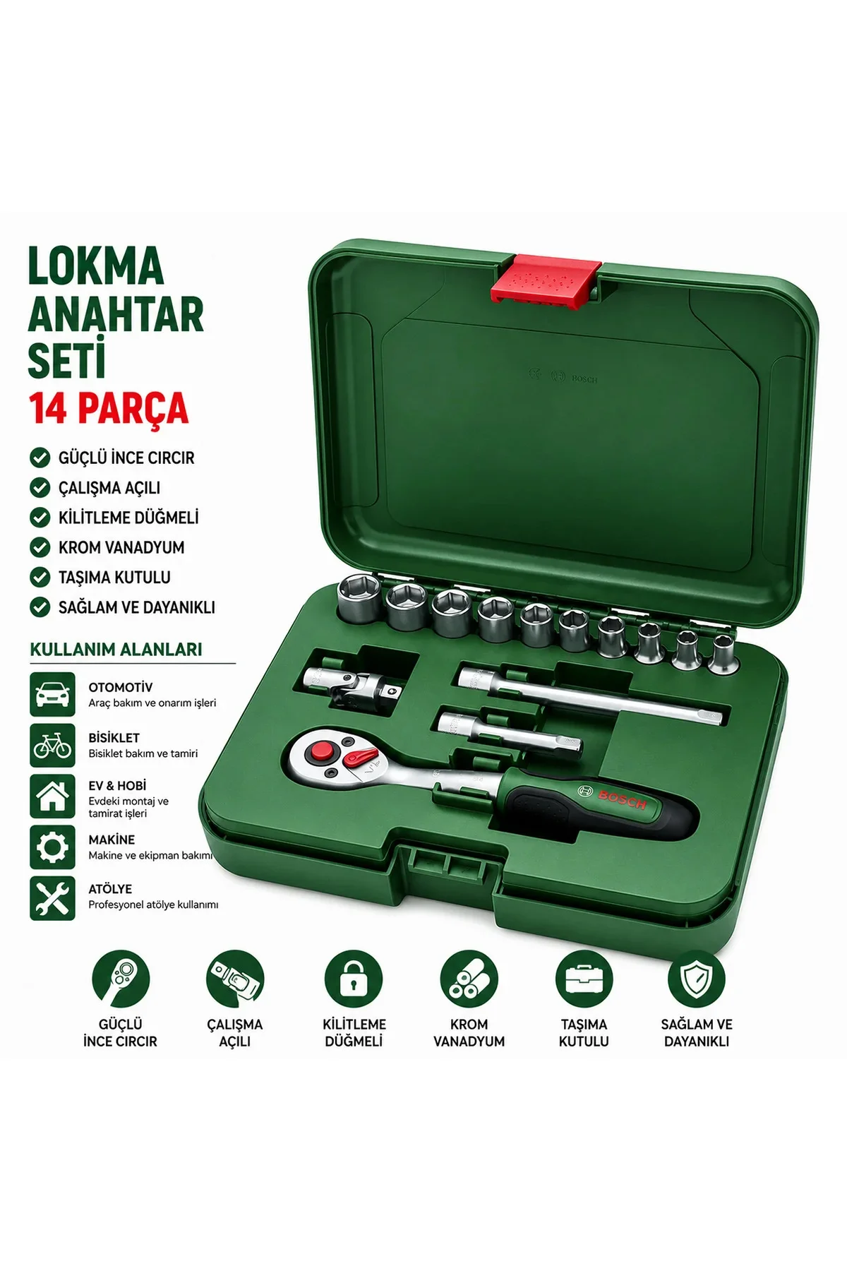 1/4 inç 14 Parça Lokma Takımı - Çantalı