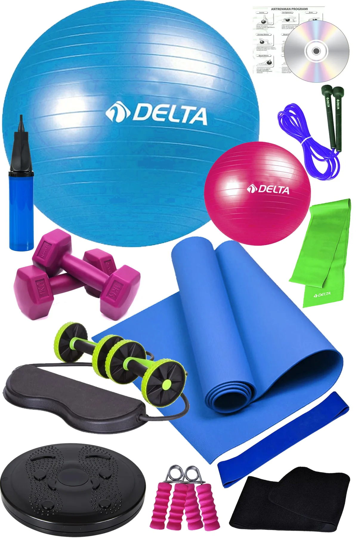 14 Lü Pilates Topu Seti Plates Minderi 1 Kg Dambıl Aerobik Band Tekerlekli Lastikli Spor Aleti Fiyatı, Yorumları ve Özellikleri