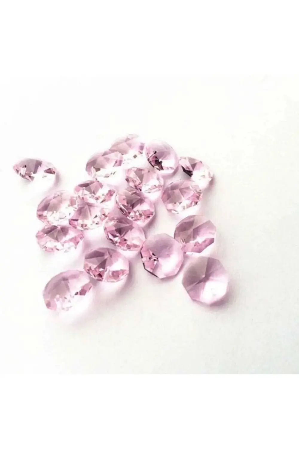 14 Mm Pembe Octagon Işlenmiş Avize Taşı 10 Adet