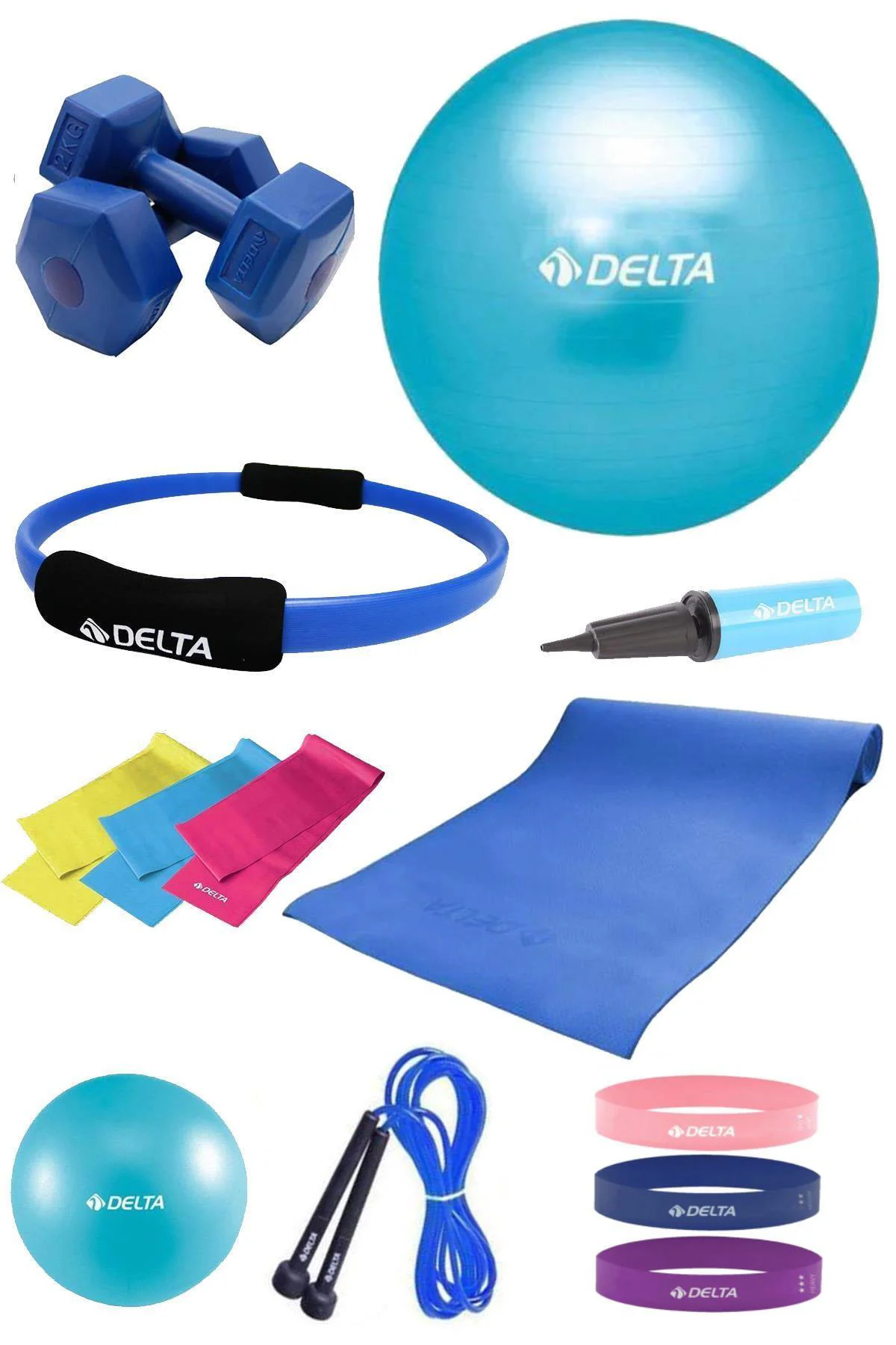 140 - 159 Cm Boya Uygun 14 Parça Pilates Seti 55 Cm Top 4 Mm Minder Çember Squat Bandı 2 Kg Dambıl Fiyatı, Yorumları ve Özellikleri