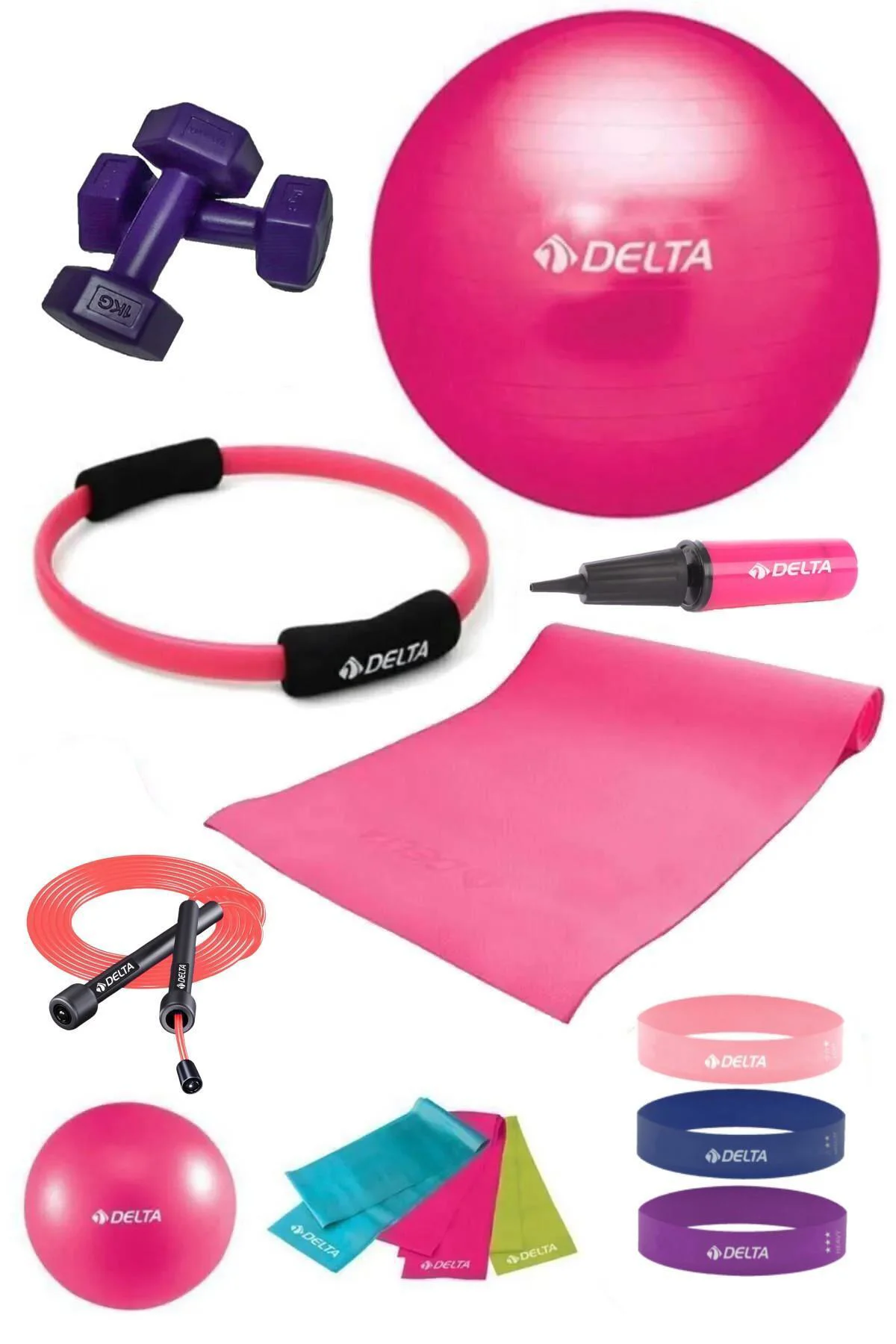 140 - 159 Cm Boya Uygun 14 Parça Pilates Seti 55 Cm Top 4 Mm Mind