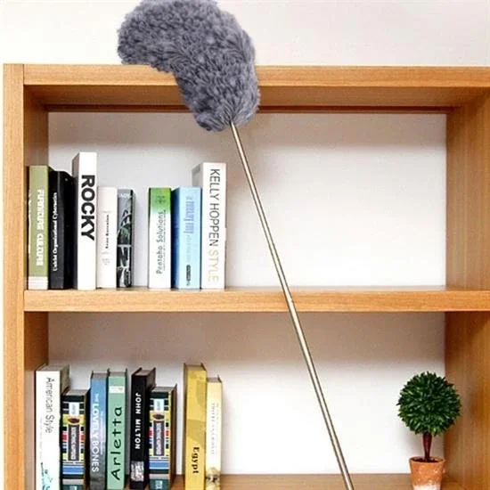 140 Cm Teleskopik Uzatılabilir Mikrofiber Yumuşak Başlıklı Gri Toz Alma Fırçası Toz Püskülü