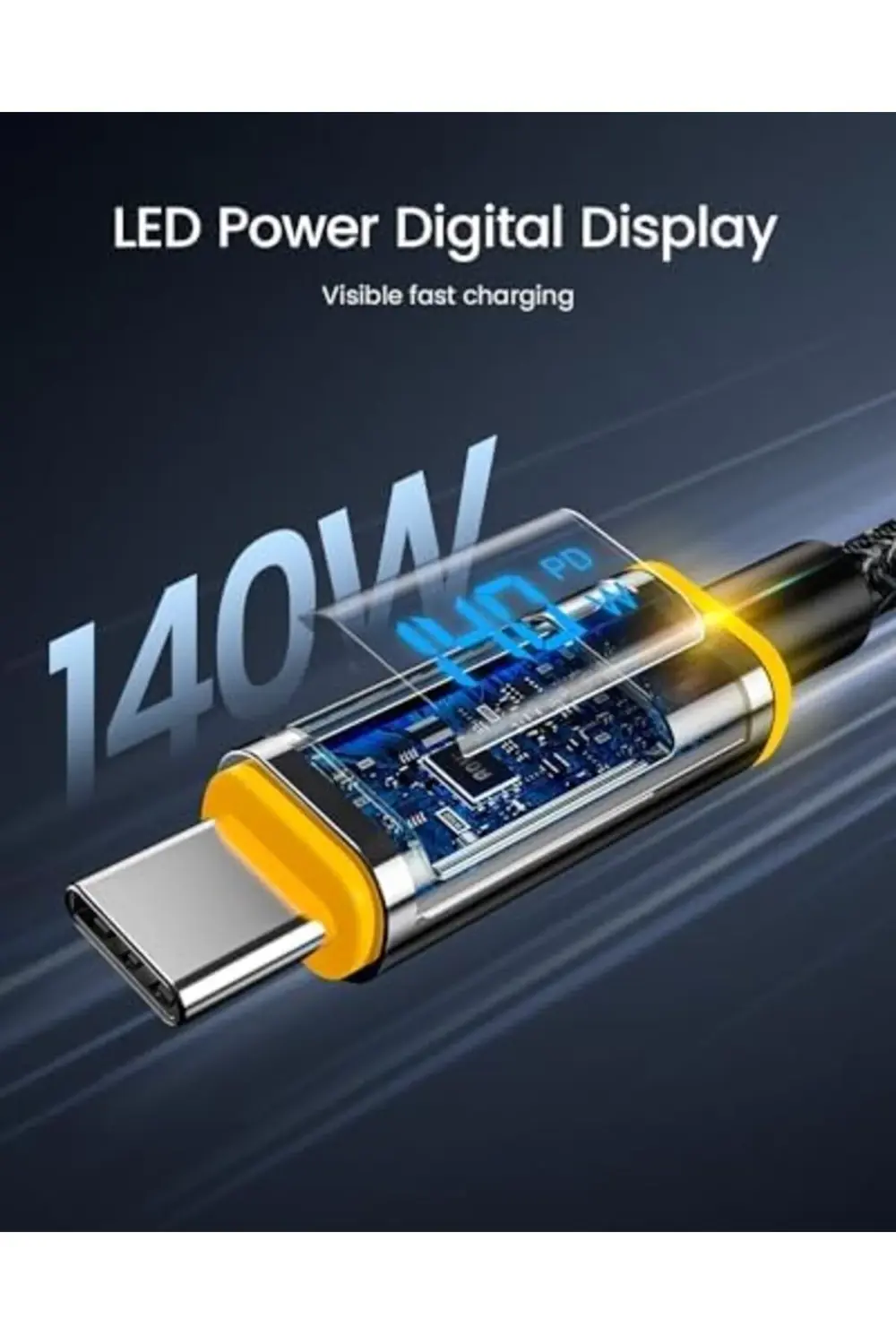 140 W USB C Kablosu, Ekranlı, Magline Naylon 1,2 m Tip C Hızlı Şa