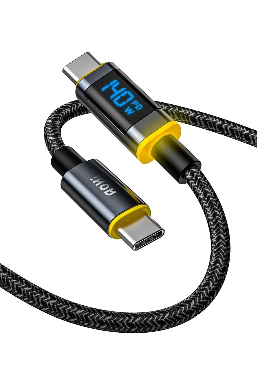 140 W USB C Kablosu, Ekranlı, Magline Naylon 1,2 m Tip C Hızlı Şa