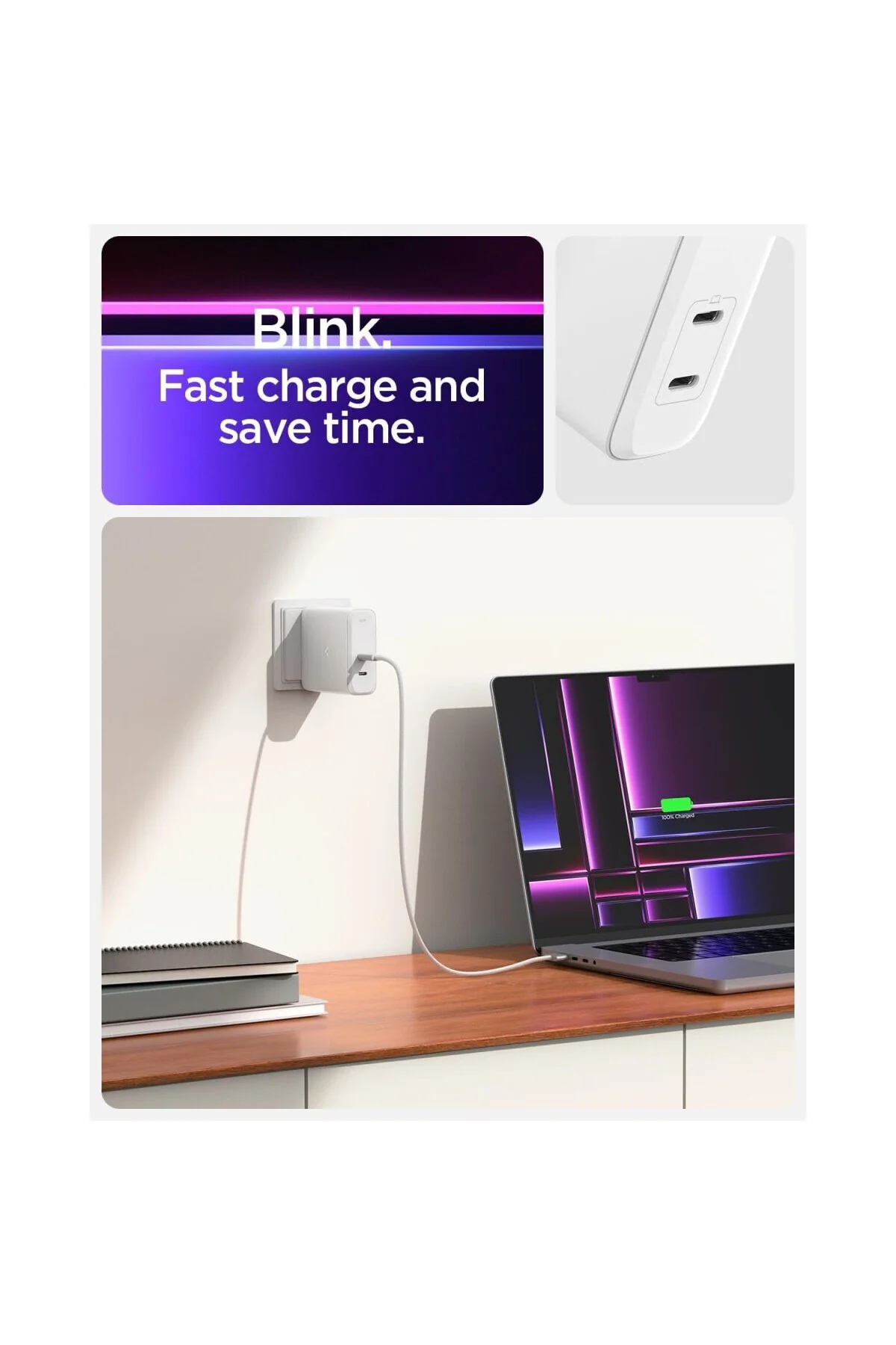 140W USB-C 2 Port Mini Hızlı Şarj Aleti PPS 2.0 Desteği/Isı Düşürücü GaN Destekl