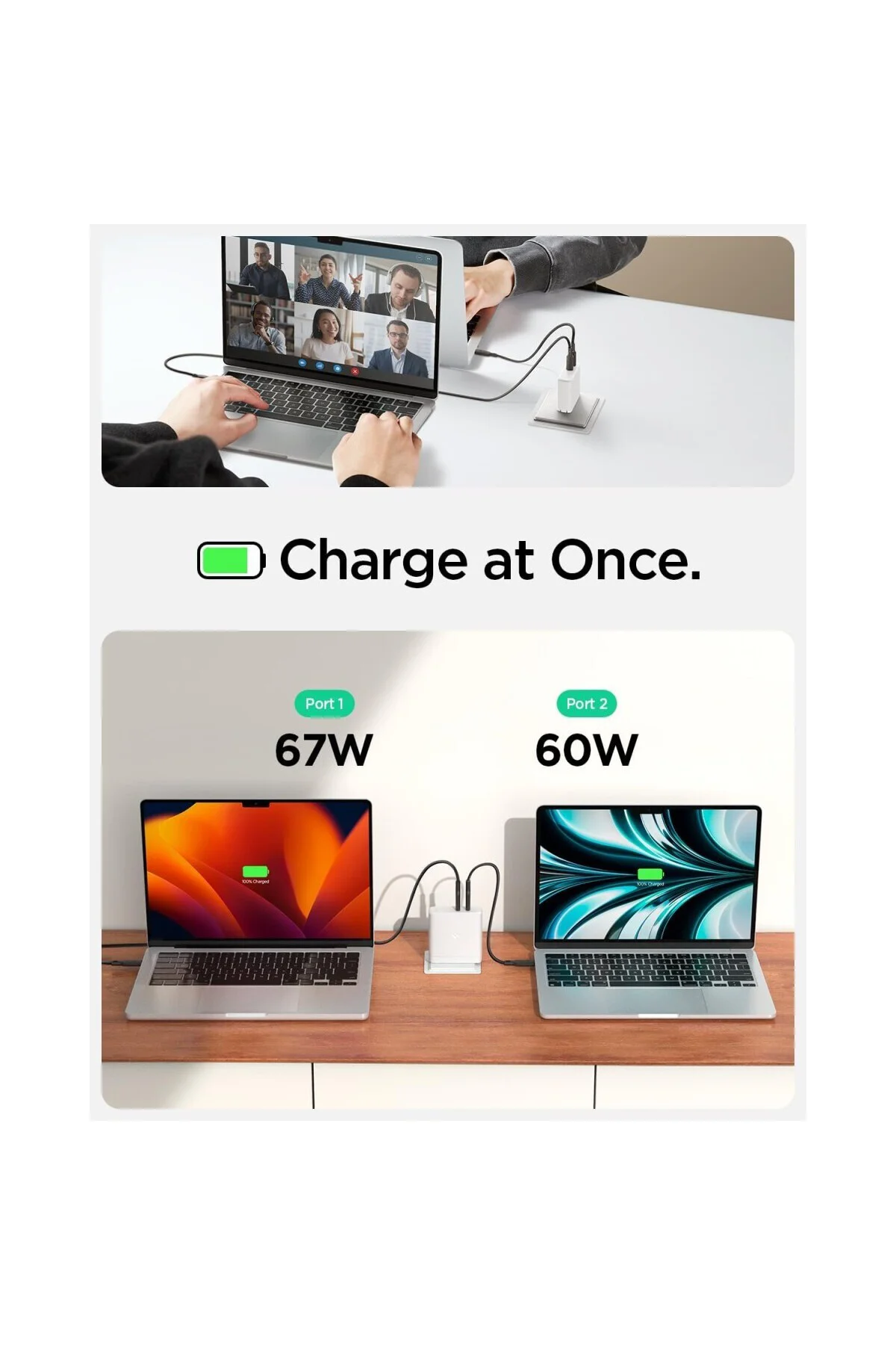 140W USB-C 2 Port Mini Hızlı Şarj Aleti PPS 2.0 Desteği/Isı Düşürücü GaN Destekl