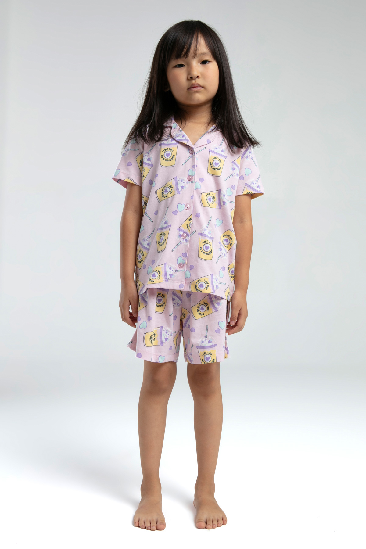 14100  Toontoy Kız Çocuk Komple Baskılı Şortlu Pijama Takım 14100