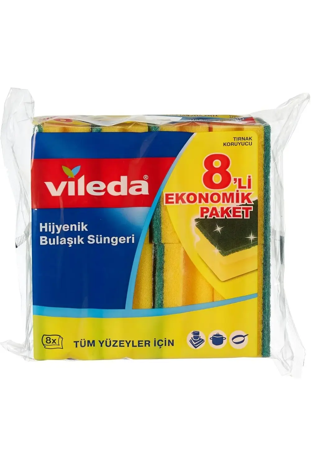 141127 Oluklu Bulaşık Süngeri, Yeşil, 8 Parça 1194891