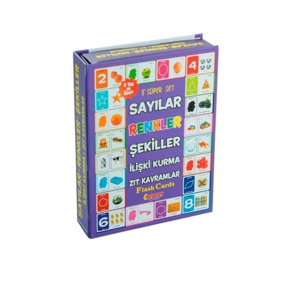 1413 DıyToy, Flash Cards - 5 Süper Set - Sayılar+Renkler+Şekiller