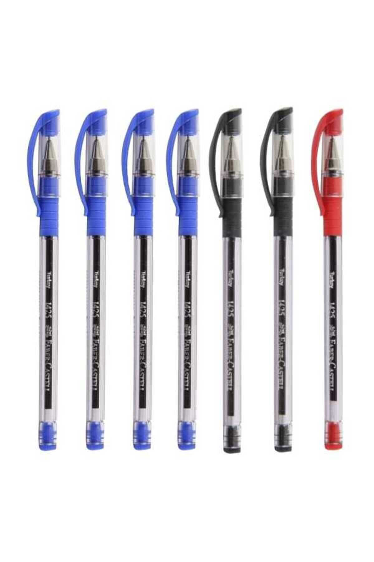 Faber Castell 1425 4 Mavi-2 Siyah-1 Kırmızı Tükenmez Kalem 7'Li Set