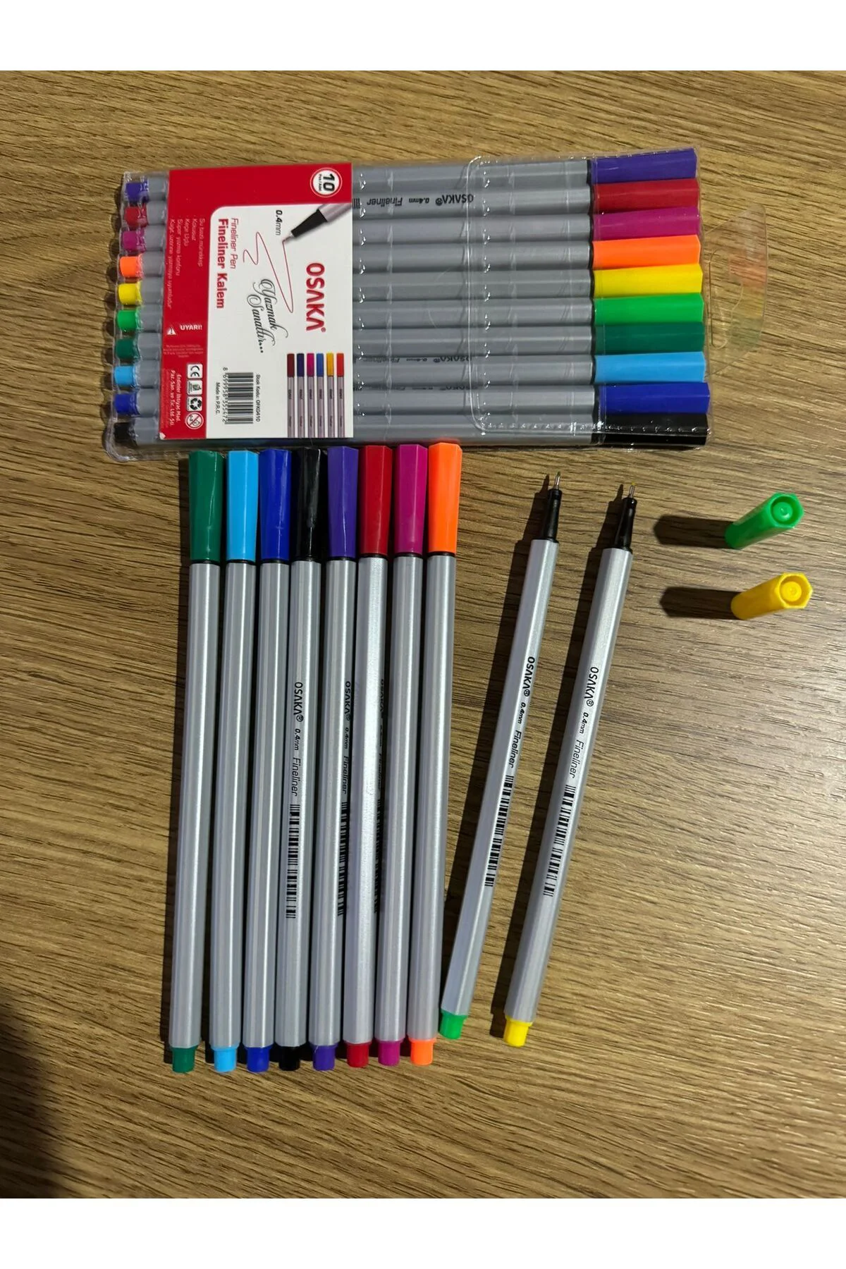 1425 Tükenmez Kalem 10 Renk +  Fineliner Kalem 10 Renk