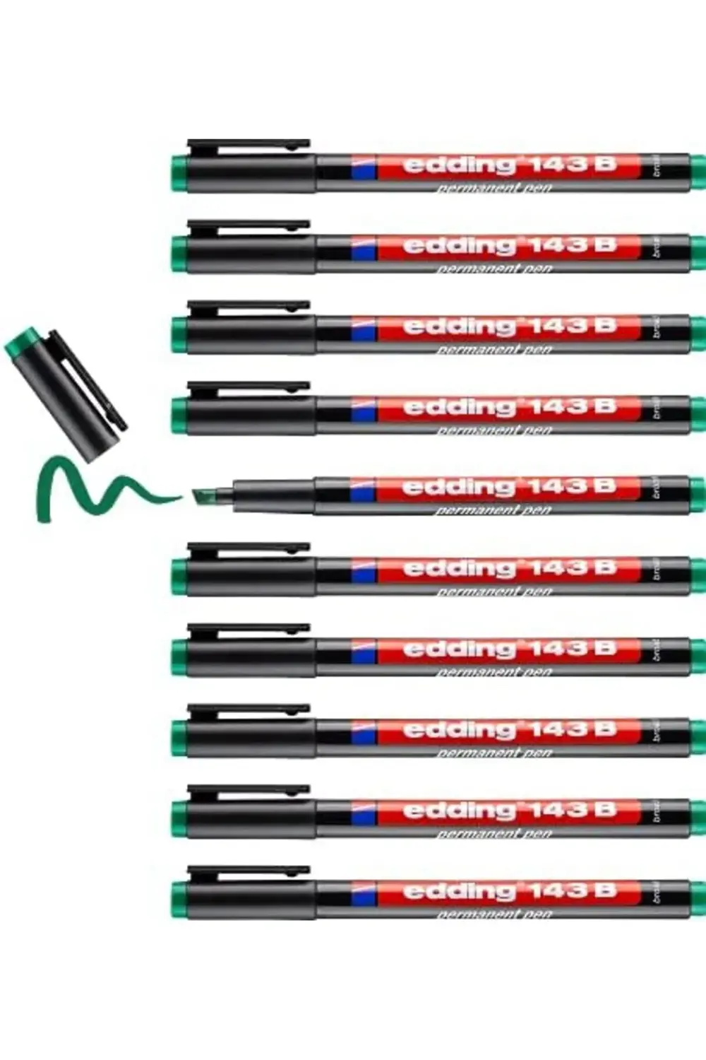 143 B permanent kalem - asetat kalemi yeşil - 10 kalem - kesik uç