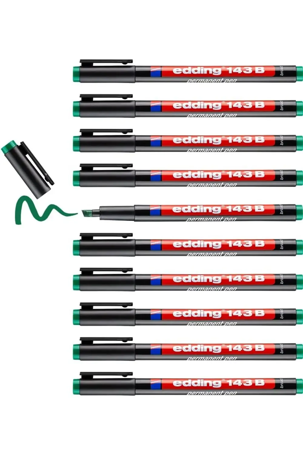 143 B permanent kalem - asetat kalemi yeşil - 10 kalem - kesik uç