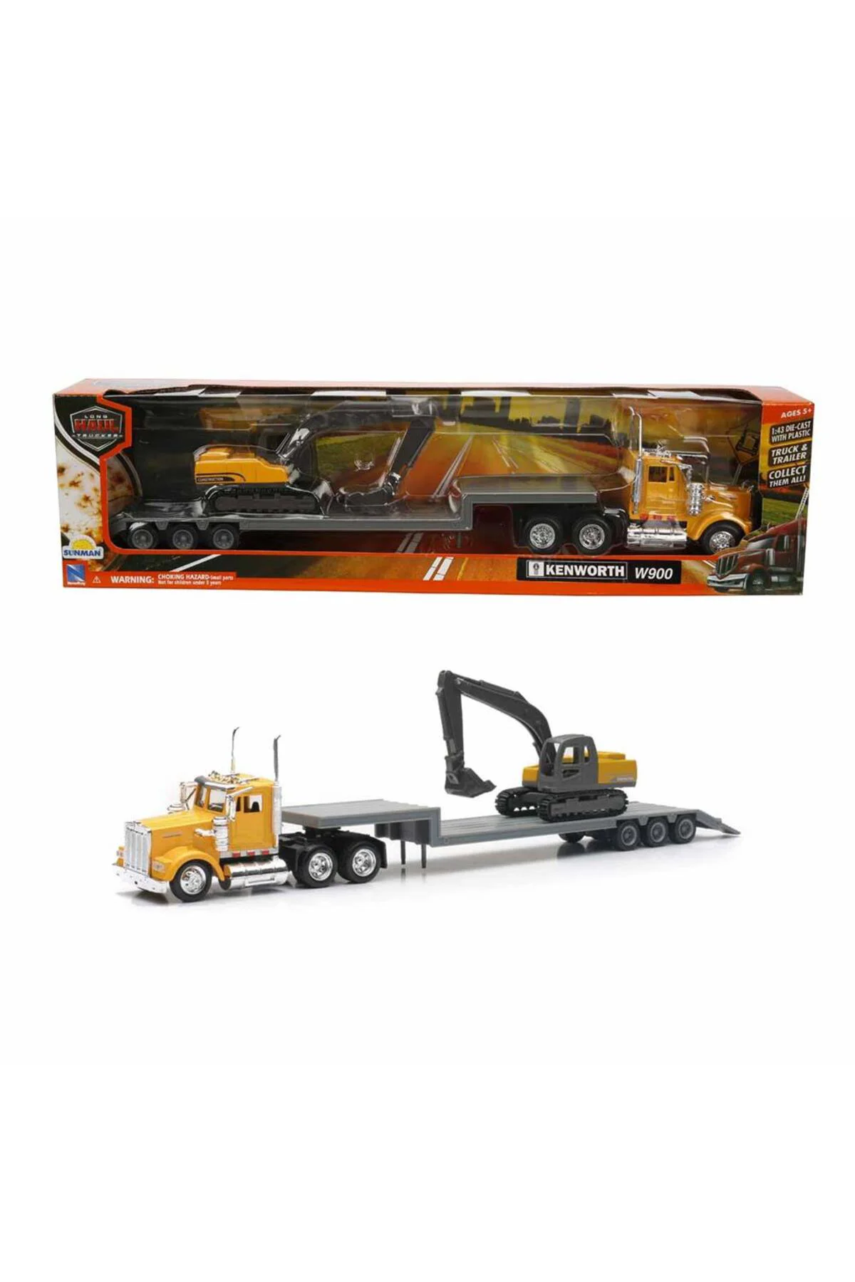 1:43 Long Haul Kenworth Taşıyıcı Tır ve Ekskavatör