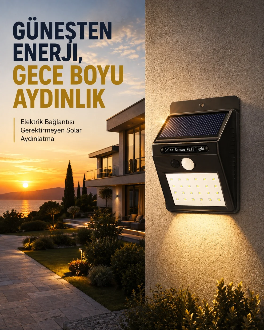 144 LED'li Geniş Aydınlatma Alanına Sahip Güneş Enerjili Güvenlik Lambası 144 LED'li Geniş Aydınlatma Alanına Sahip Güneş Enerjili Güvenlik Lambası