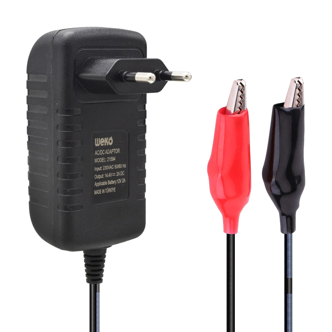14.4 VOLT - 2 AMPER KIRMIZI*YEŞİL LEDLİ YERLİ ÜRETİM KROKODİL UÇL