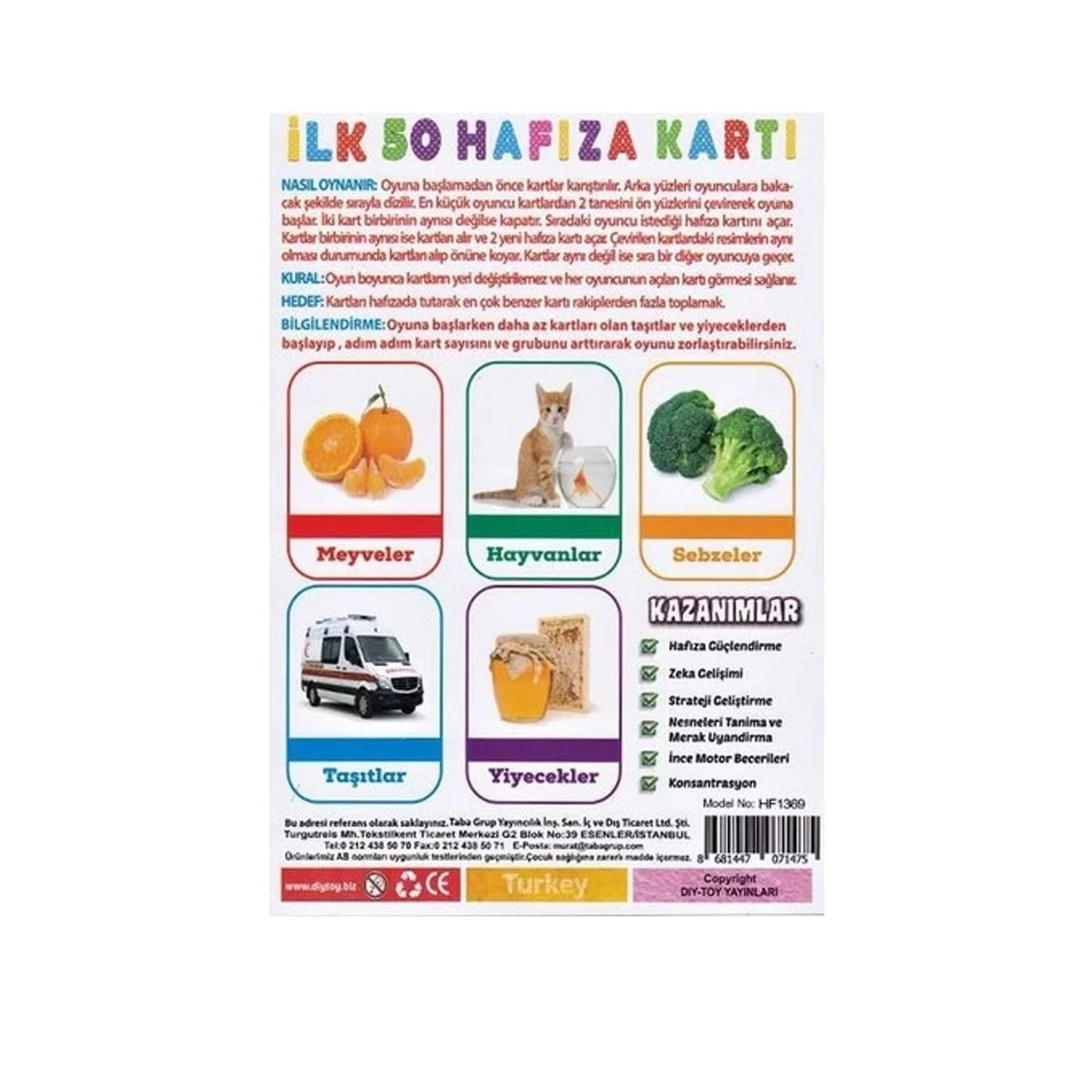 1475 İLK 50 HAFIZA KARTLARI (MEMORY GAME ) Fiyatı, Yorumları ve Özellikleri